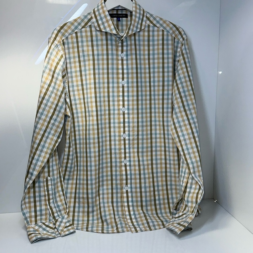 VINCE CAMUTO MEN’S LONG SLEEVE PLAD SHIRT SIZE M/M